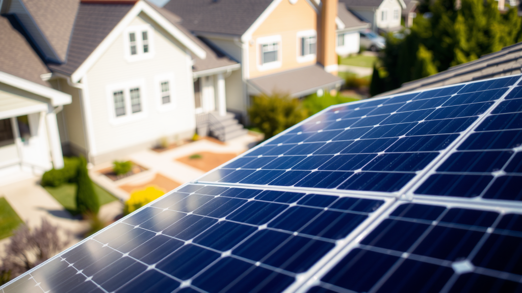 Nahaufnahme von First Solar-Modulen im Wohngebiet