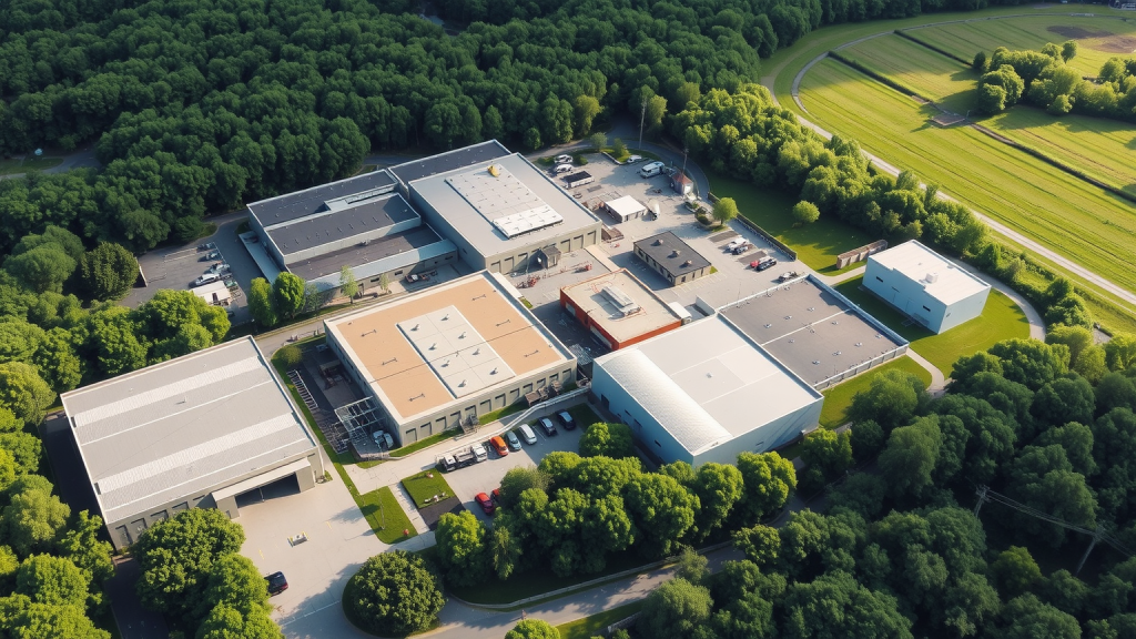 Gerresheimers Fabrik umgeben von grüner Natur