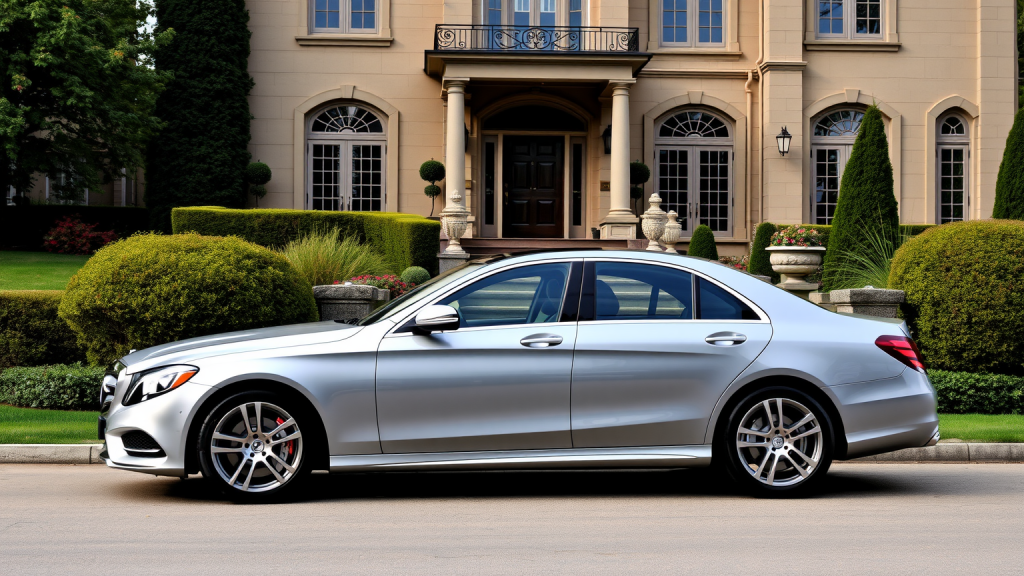 Luxus Mercedes-Benz vor einer Villa