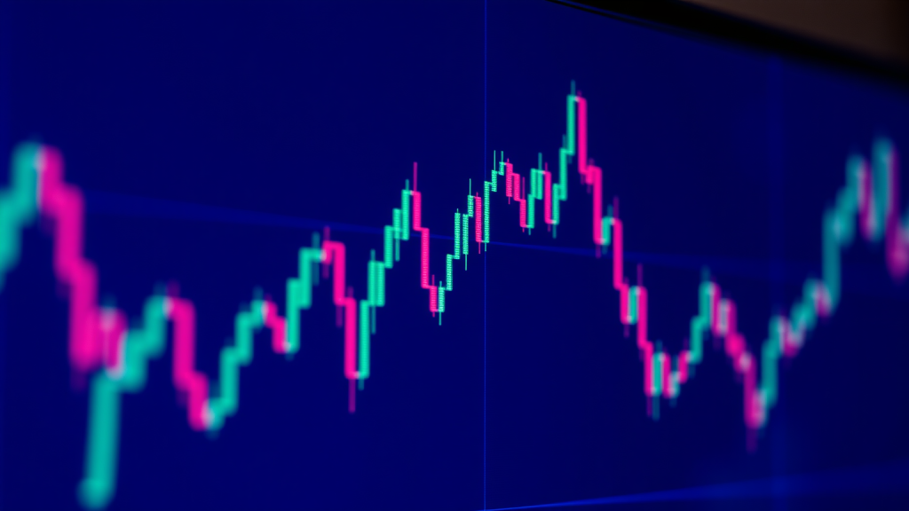 Bitcoin-Kerzenchart auf digitalem Display