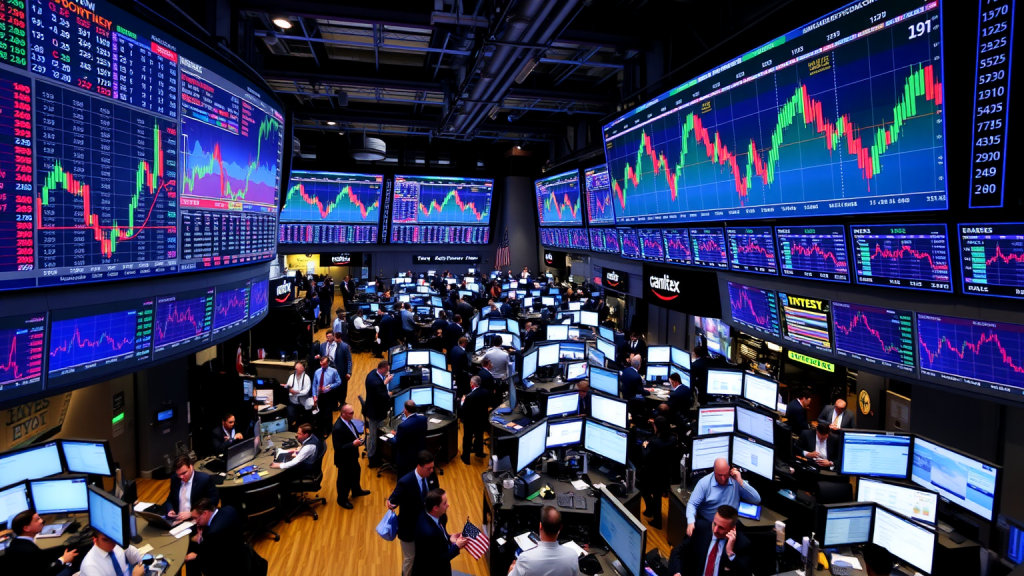 SoFi Technologies: Darum verstummen die Skeptiker! Geschäftiger Handelsboden mit Marktgrafiken