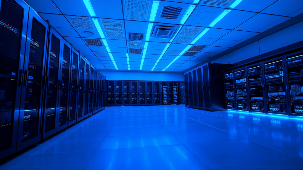 Ein ultramoderner Serverraum mit Super Micro Bladeservern