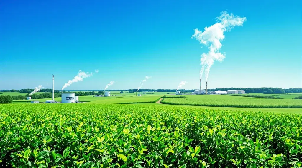 2G Energy Biogasanlagen in grüner Landschaft