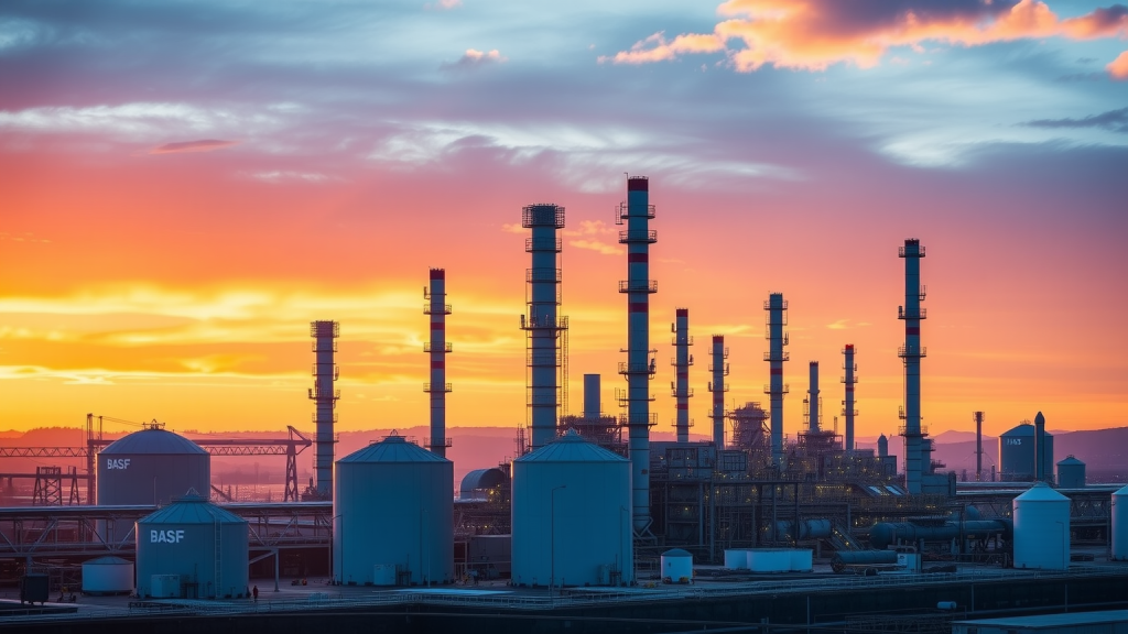 BASF-Chemiewerk bei Morgengrauen