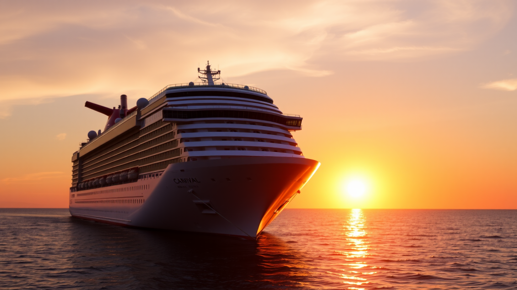 Sonnenuntergang hinter Carnival-Schiff