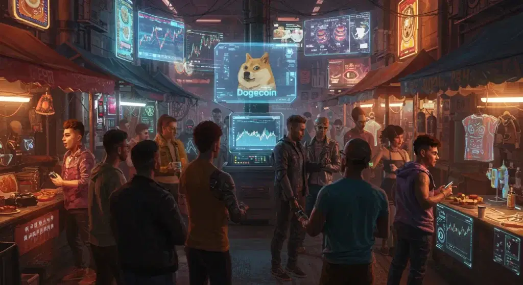 Tablet mit Dogecoin-Aktienkurs