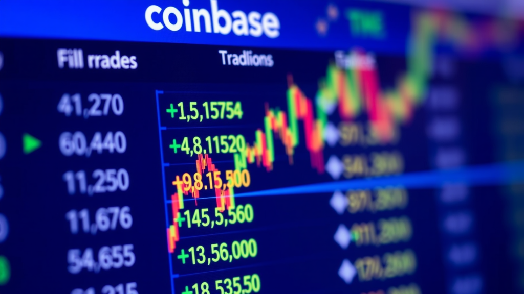 Coinbase-Aktie: Immer noch Bitcoin-Spielball! Handelsscreen mit Coinbase-Logo