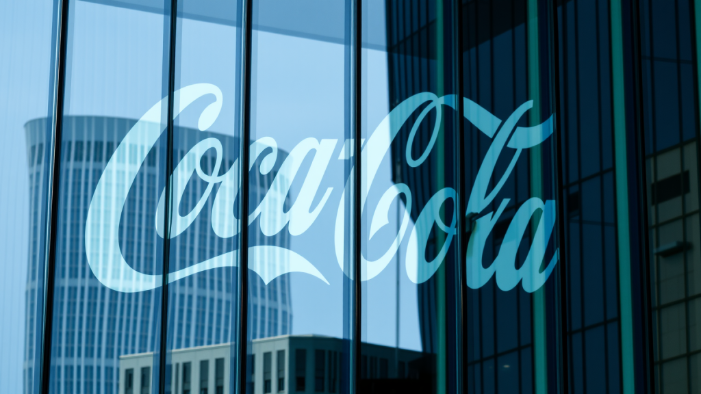 Coca-Cola-Hauptquartier mit Logo im Fenster