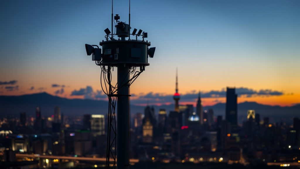 Hensoldt-Überwachungsturm bei Dämmerung