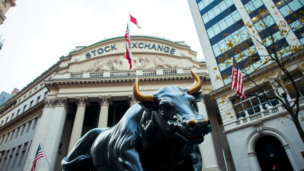 Beyond Meat–Aktie: Hoffnungsschimmer trifft Gegenwind! Bulle und Bär Statuen vor Börsengebäude