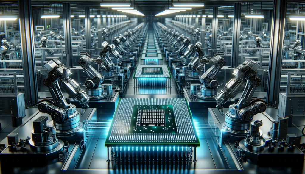 Intel–Aktie: Zurück auf Kurs, aber nicht ohne Gegenwind! Intel-Fabrikhalle mit modernen Roboteranlagen zur Herstellung von Mikroprozessoren