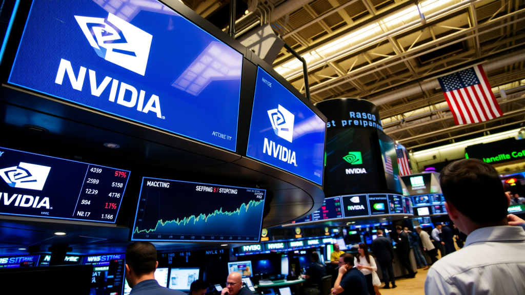 Nvidia-Aktie: Milliardenprojekt in Deutschland! Börsenparkett mit Nvidia-Aktienticker