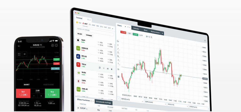 XTB xStation 5 Dashboard - Trading-Interface mit Charts und Marktübersicht