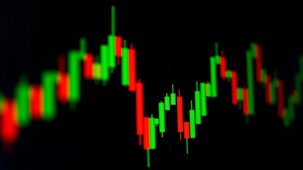 Bitcoin: Geld-Experiment vor dem Aus? Digitale Aktienkurse mit grünen und roten Kerzenstilen