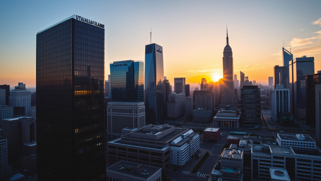 DroneShield-Aktie: Das ist bitter – hier wurde Kasse gemacht! Stadtlandschaft bei Morgengrauen, Börseneröffnung