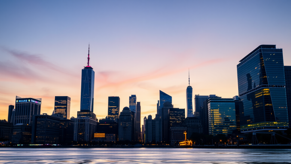 DroneShield-Aktie: Unentdeckte Risiken im Wert? Stadt in Morgengrauen mit Finanzviertel