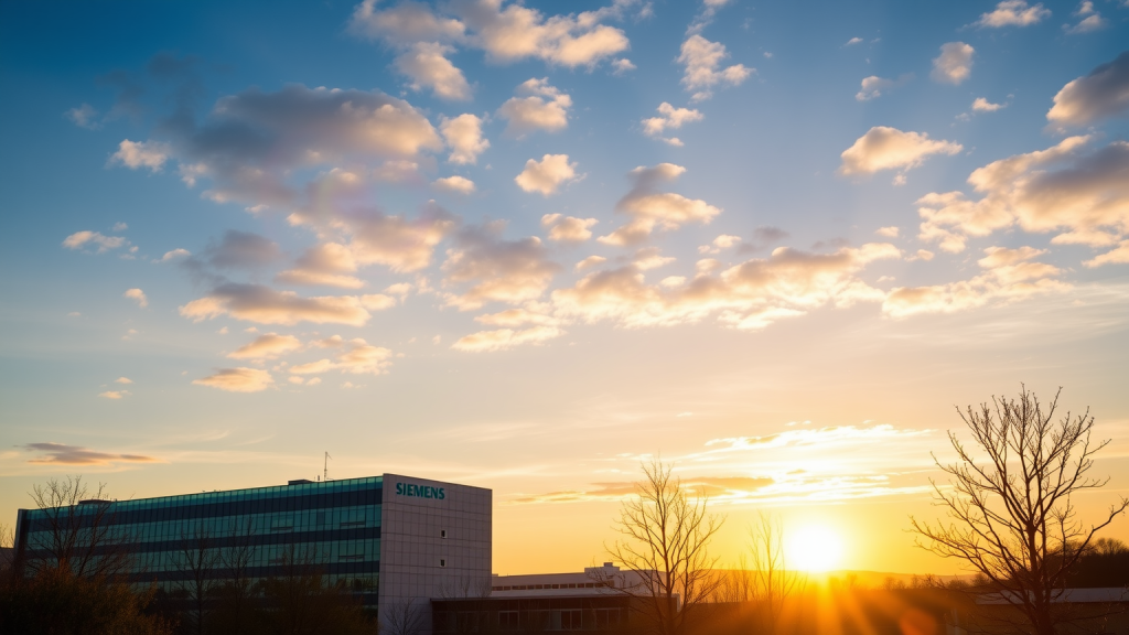 Siemens Healthineers-Aktie: Diagnostik steht auf dem Prüfstand! Siemens Firmenzentrale bei Sonnenuntergang