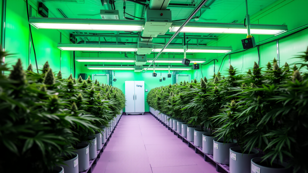 Tilray Anbauanlage mit modernen Geräten und Pflanzen