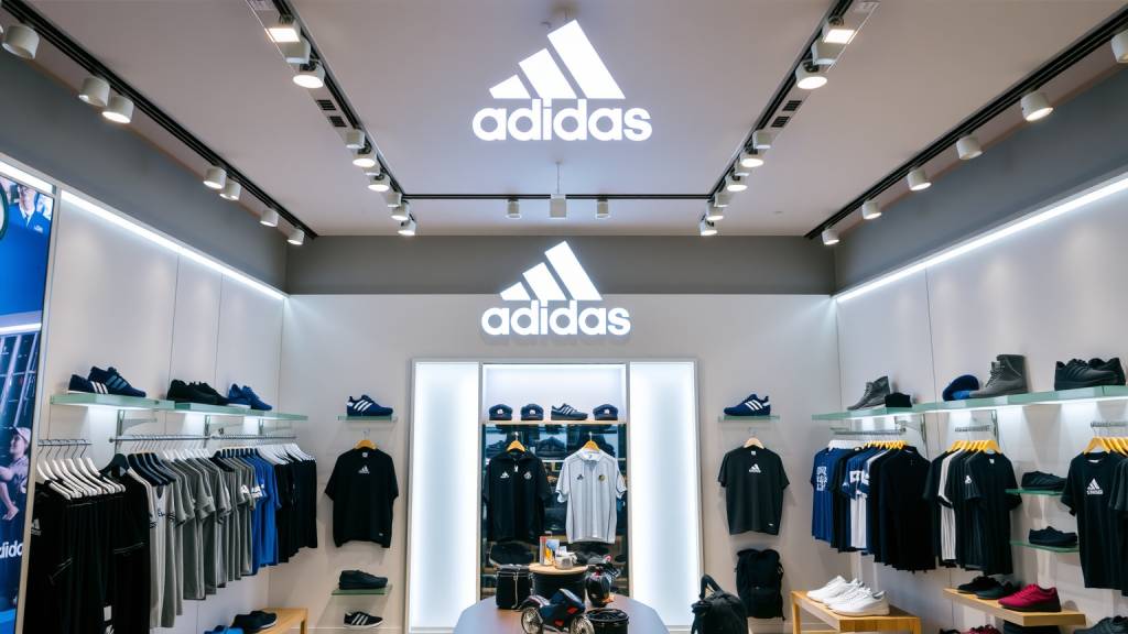 Adidas: Der Weg nach oben ist offen! Innenansicht eines modernen Adidas-Geschäfts