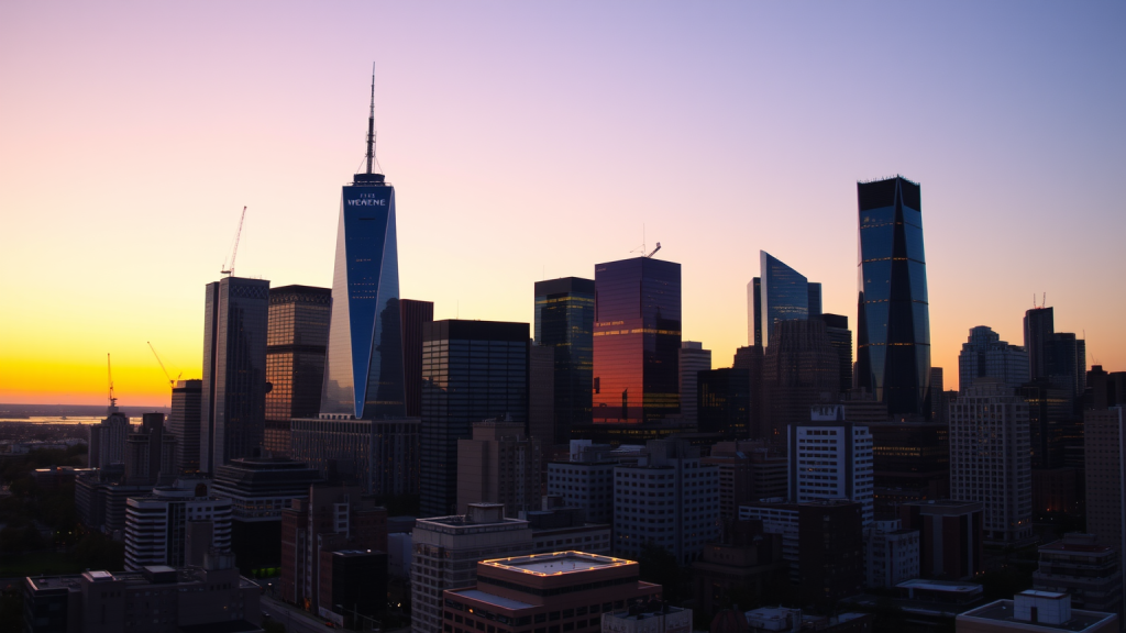 Broadcom: Wenn Rekorde nicht mehr reichen Stadtlinie bei Sonnenuntergang mit erleuchteten Wolkenkratzern