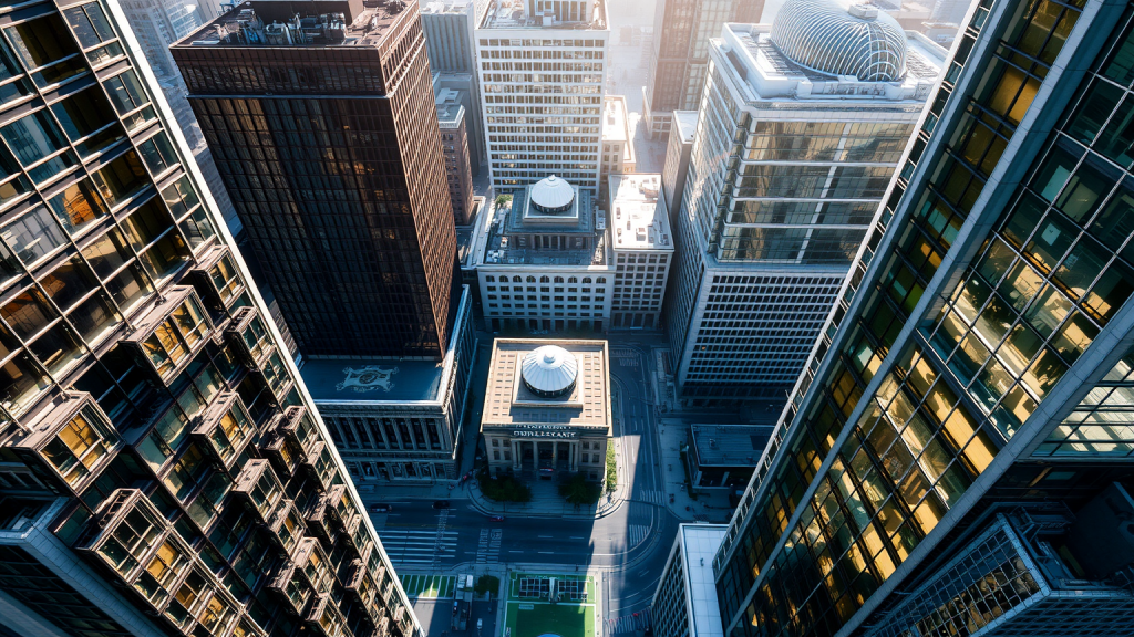 Ethereum: Paradoxe Situation Finanzzentrum von oben bei Tag