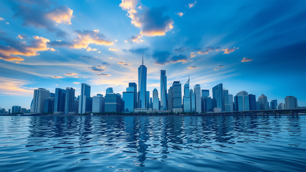 Rheinmetall-Aktie: Die Bullen sind zurück? Stadtansicht bei Sonnenaufgang, symbolisiert Marktbeginn.