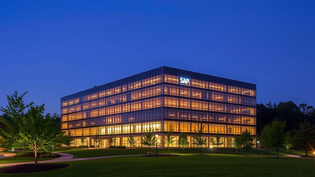 SAP-Aktie: Ein Hammer! SAP-Zentrale Newtown Square abends