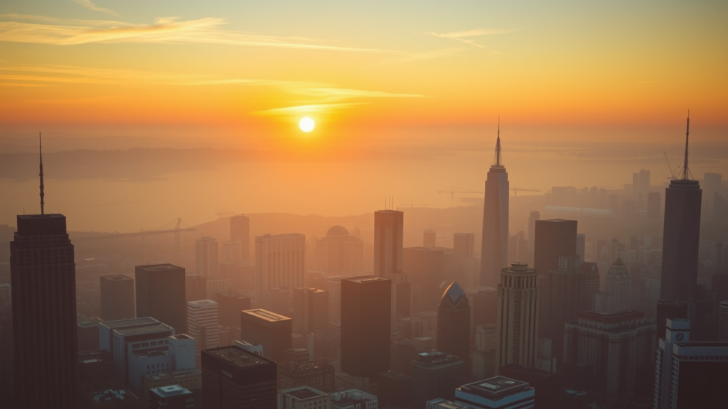 Morgendämmerung über Finanzdistrikt