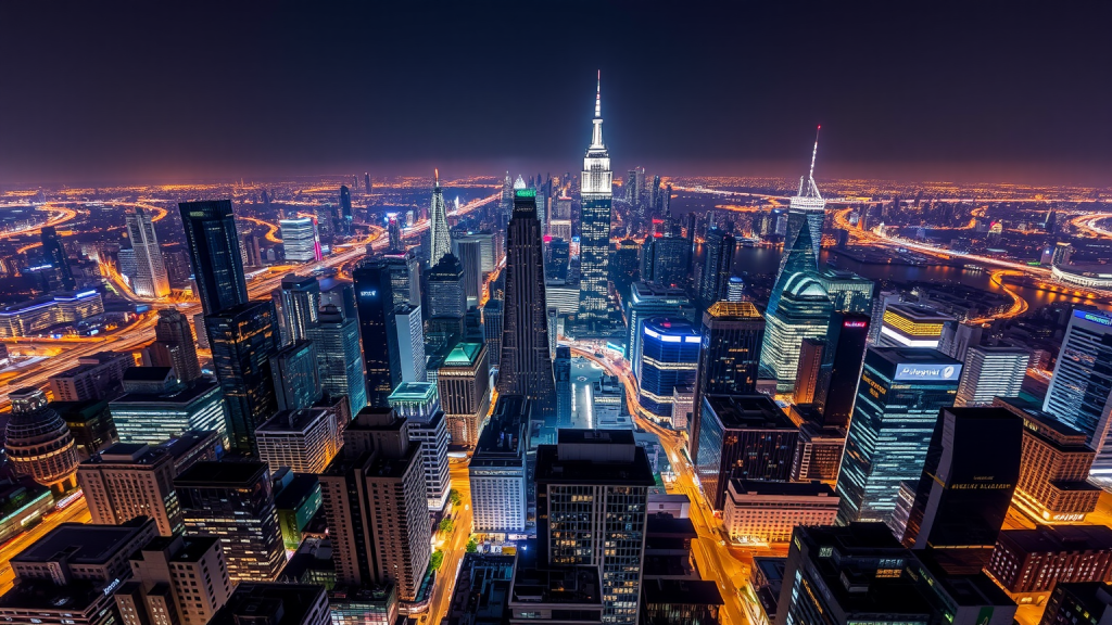 DroneShield-Aktie: Hü und hott – reines Zockerpapier? Finanzzentrum bei Nacht