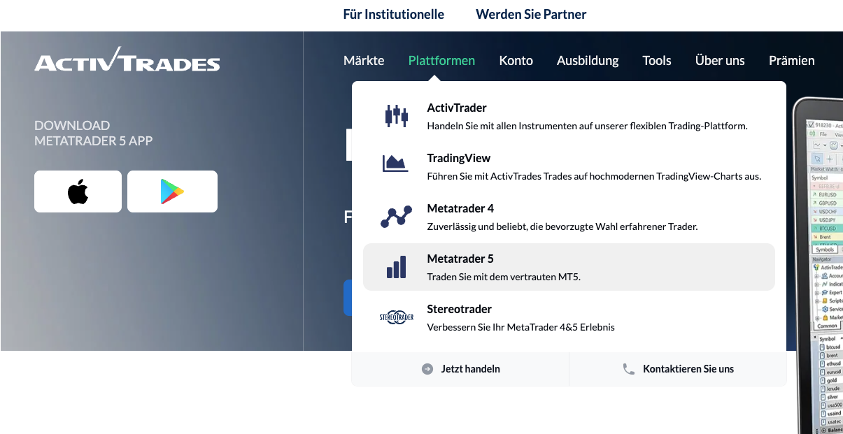 ActivTrades Handelsplattformen