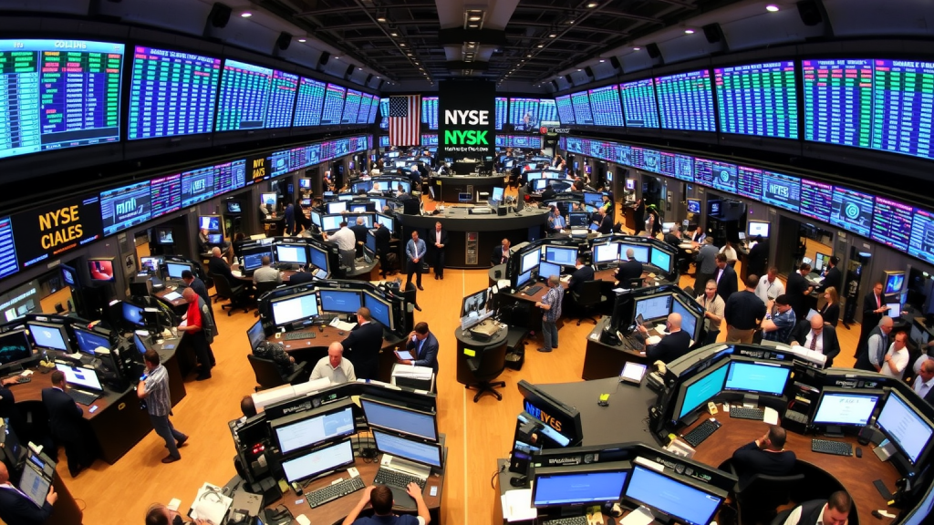 Novo Nordisk-Aktie: im Höhenflug – droht eine Konsolidierung? Aktiver Handelsboden voller Bildschirme und Broker