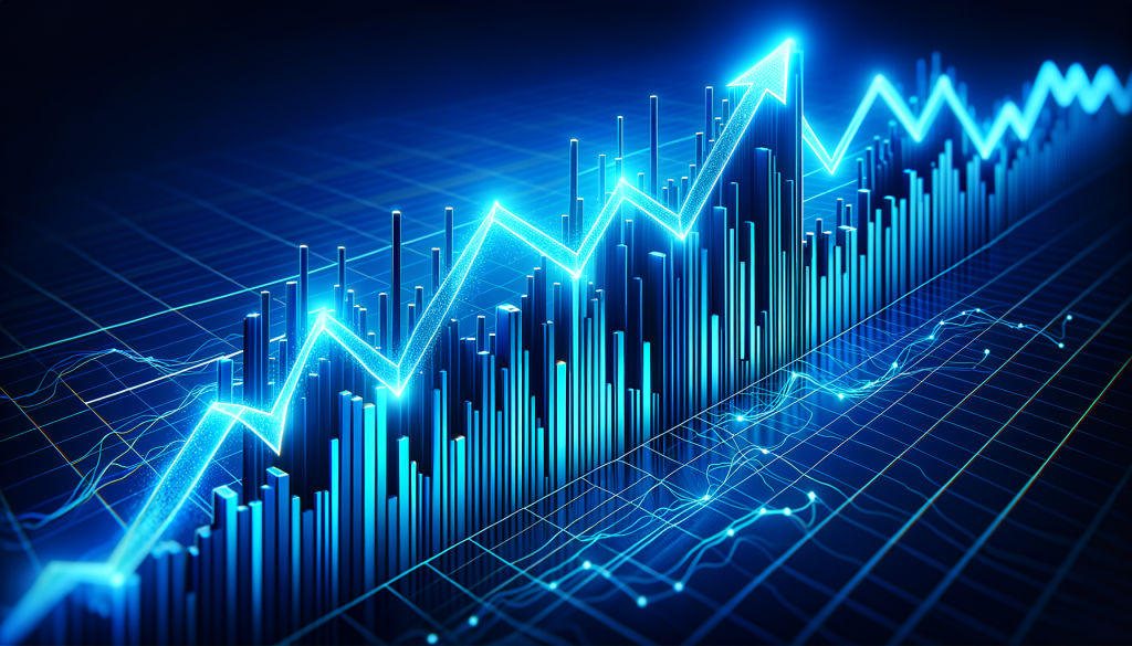 VanEck Dividend Leaders ETF: Starke Dividendenstrategie Aufwärtstrend im blauen Aktienchart mit Pfeilen
