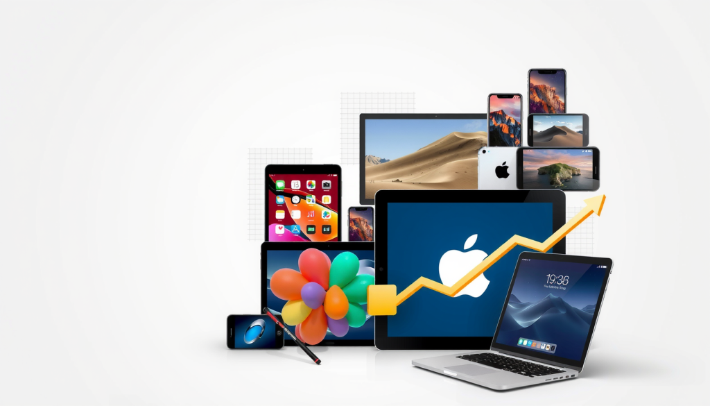 Apple-Aktie: Dreht der Kurs wieder nach oben? Apple-Geräte in Wachstumsgraph