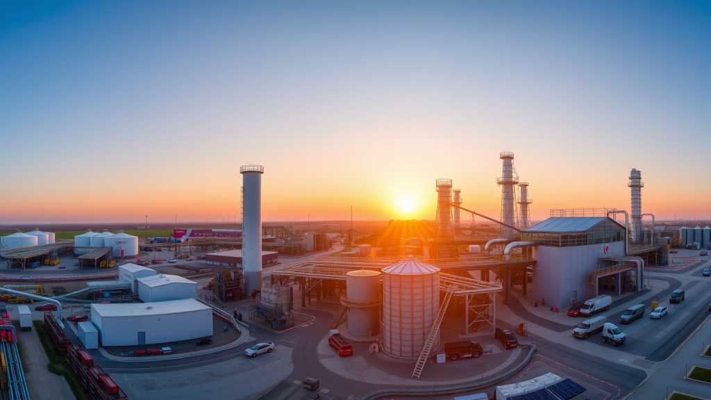 Evonik-Anlage bei Sonnenaufgang