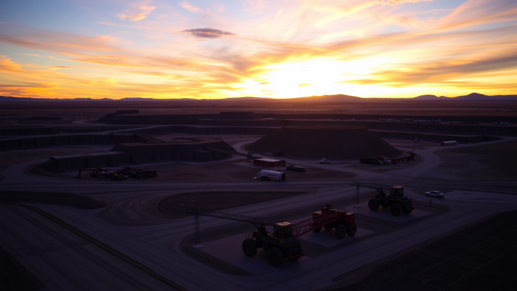 First Majestic Silver Corp-Aktie: Rückenwind für weitere Gewinne! Eine Silbermine bei Sonnenuntergang, mit Maschinen im Vordergrund