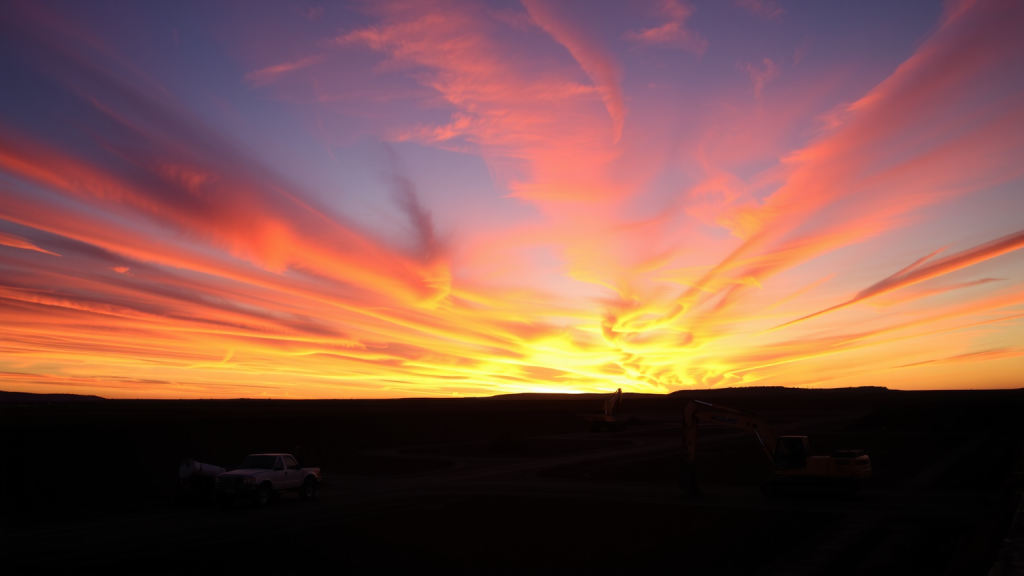 Sonnenuntergang über Uranmine von Kazatomprom