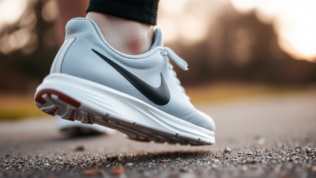 Nahaufnahme von Nike-Schuhsohle beim Aufprall