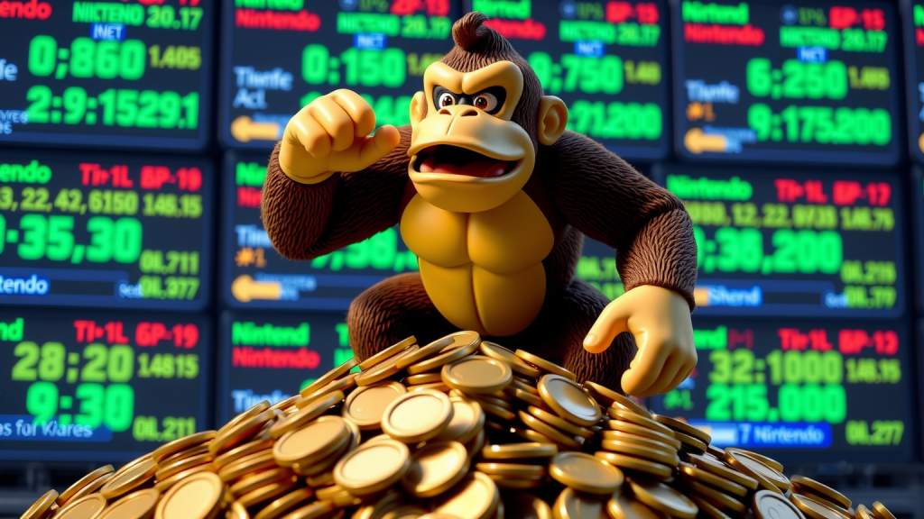 Donkey Kong auf M&uuml;nzen mit Aktienwert