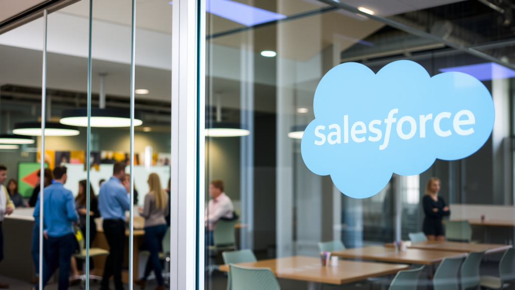 Modernes Büro mit Salesforce-Logo