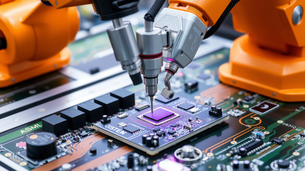 ASML-Aktie +30 % – Wann kommen die Gewinnmitnahmen? Roboterarme platzieren Komponenten auf Leiterplatte