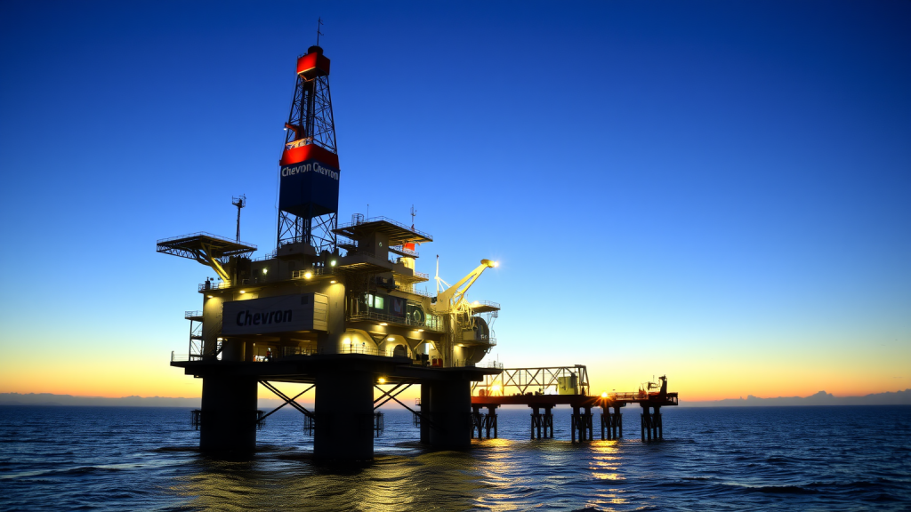 Chevron-Ölplattform bei Morgendämmerung