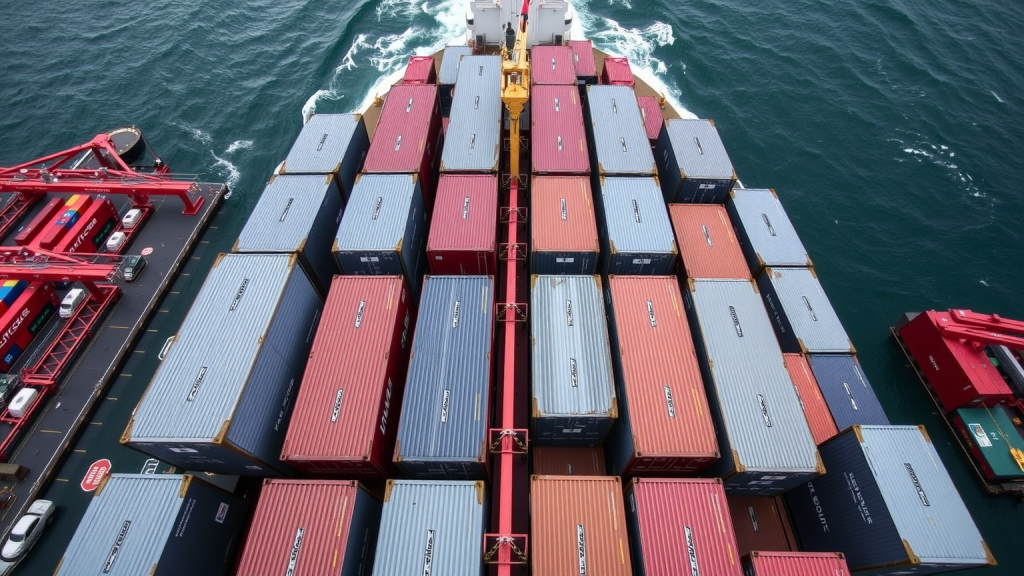 Deutsche Post-Frachtcontainer im Hafen