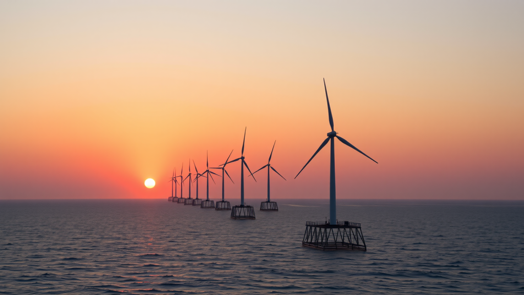 Equinor Offshore-Windpark bei Sonnenuntergang