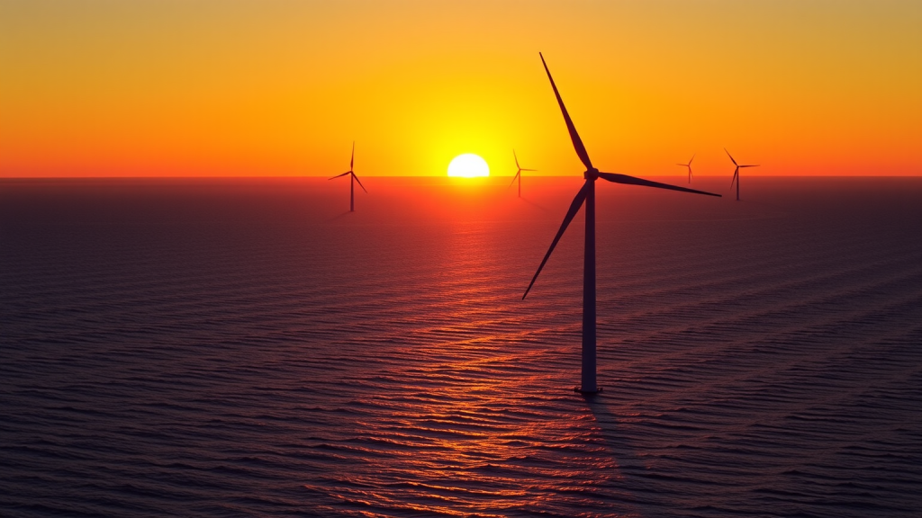 Orsteds Windpark im Sonnenuntergang