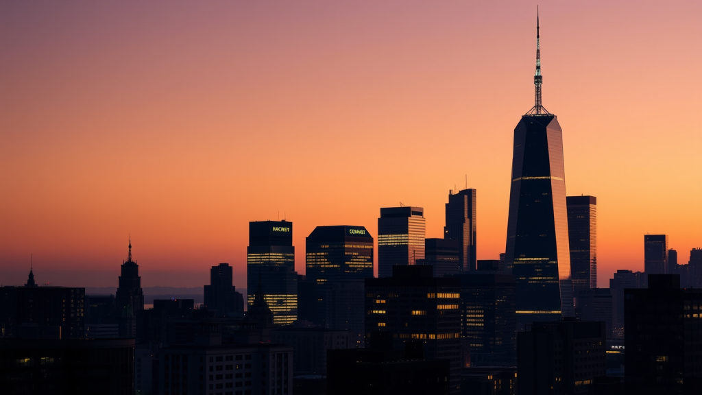 Abendhimmel über Finanzviertel
