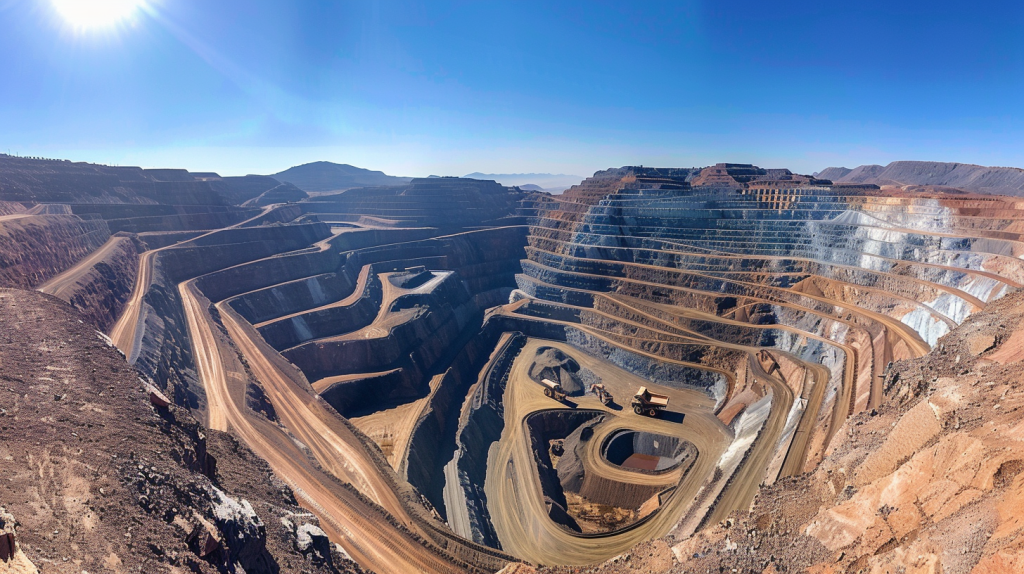 Rio Tinto-Aktie: Schlagzahl erhöht! Eine Panoramaansicht von riesigen Tagebau