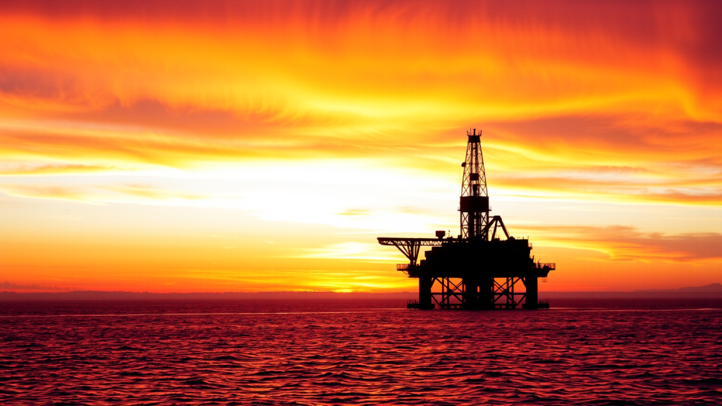 Shell-Aktie: Profiteur des Ölschocks? Shell-Ölplattform bei Sonnenuntergang über dem Meer