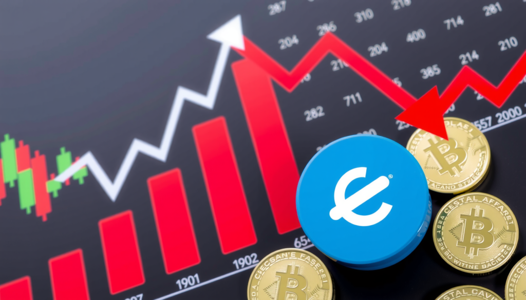 Aktienchart mit Coinbase-Logo und digitalem Code