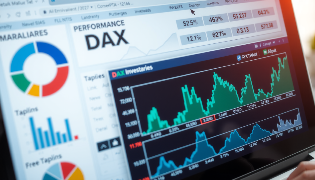 DAX Rüstung stützt, Nahost belastet DAX-Leistungsdiagramme auf Laptop