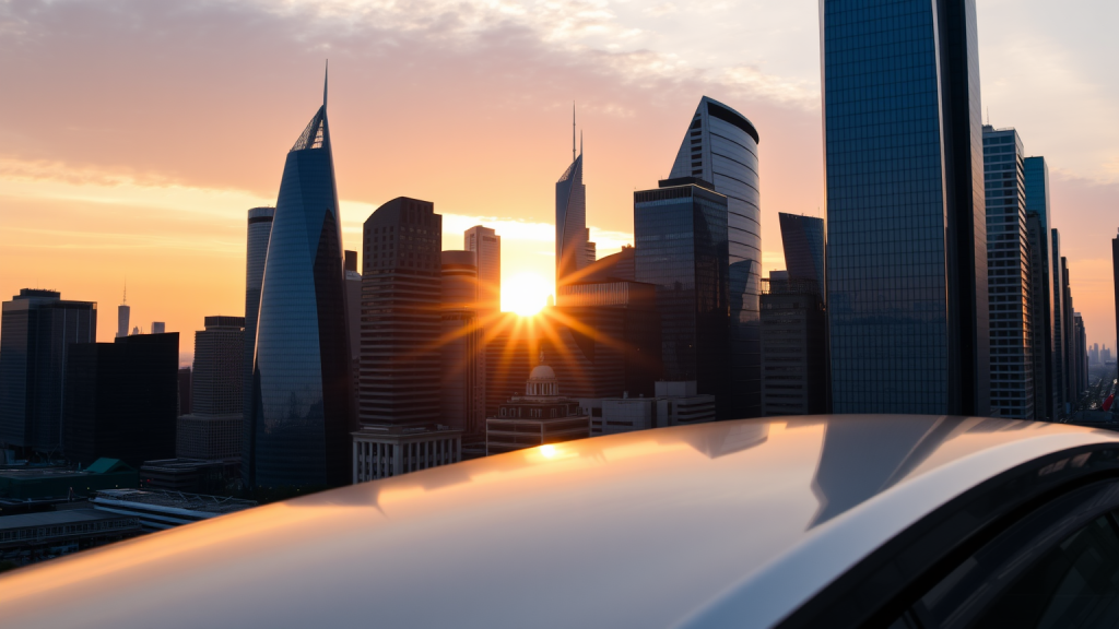 FTSE 100: Rohstoffe stützen London Sonnenuntergang in einem modernen Finanzviertel